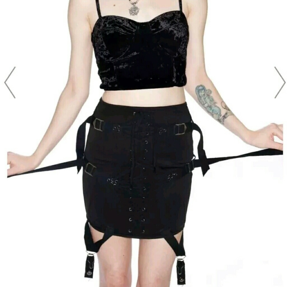 UNIF GARTER MINI SKIRT Dollskill RARE GOTH PUNK